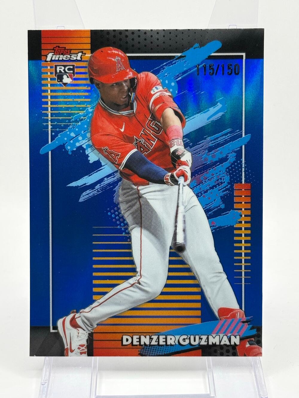 2026 Topps Finest Denzer Guzman Rookie Uncommon Blue Refractor 115/150 Angels RC